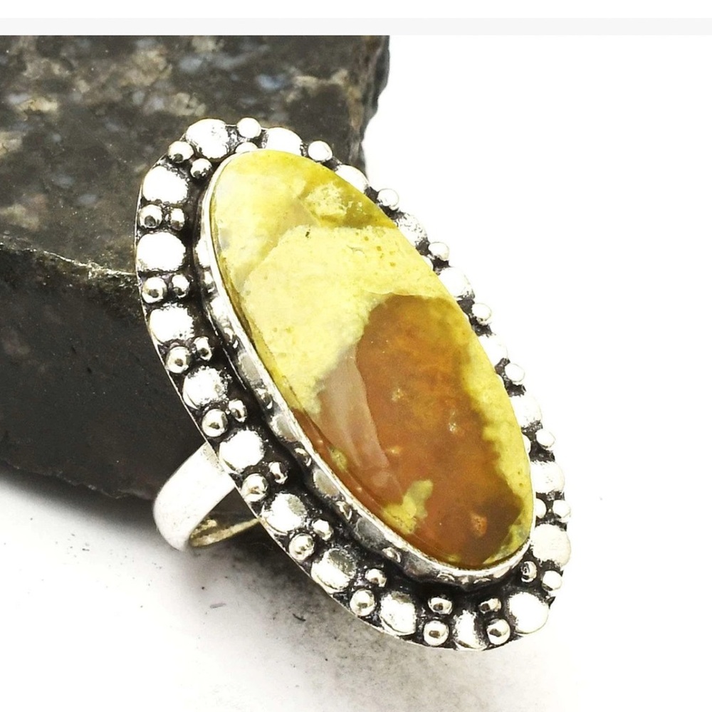 Australian Green Opal Gemstone Ethnic Handmade Size-9
Ston size 29x13 mm